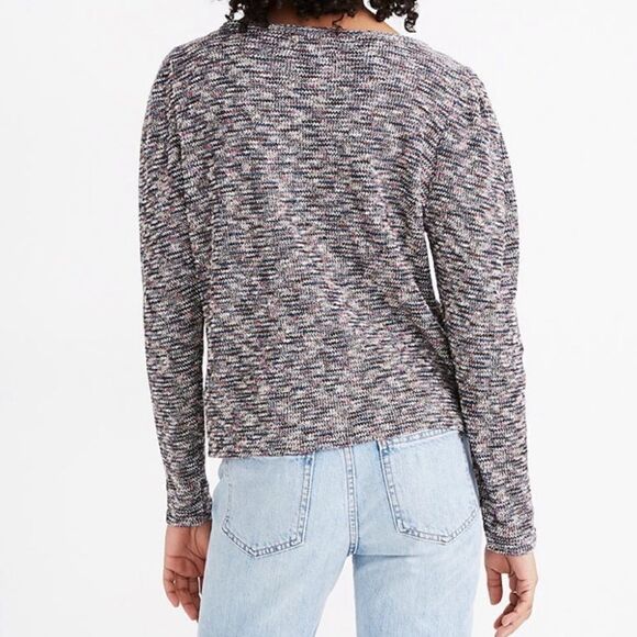 Madewell Womens Sweater XXL Puff Sleeve Marled Knit Gray Multicolored Cropped - Picture 2 of 12